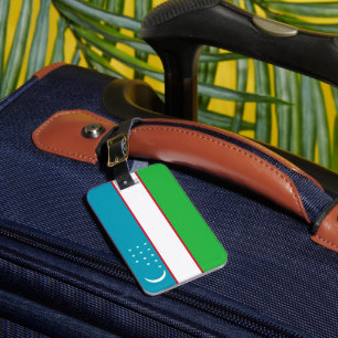 Uzbekistan flag luggage tag