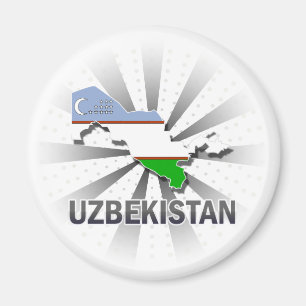 Uzbekistan Flag Map 2.0 Magnet
