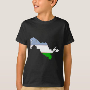 Uzbekistan Flag Map full size T-Shirt
