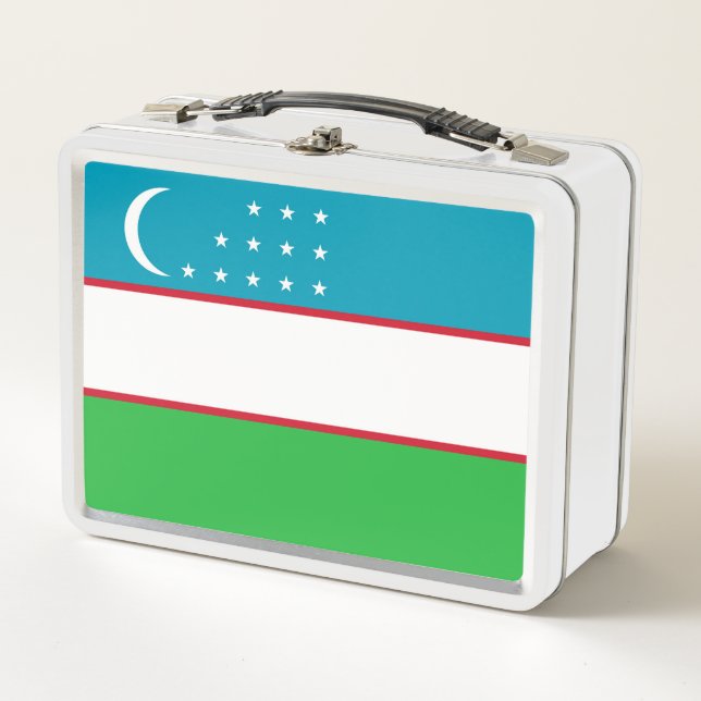 Uzbekistan flag metal lunch box (Front)