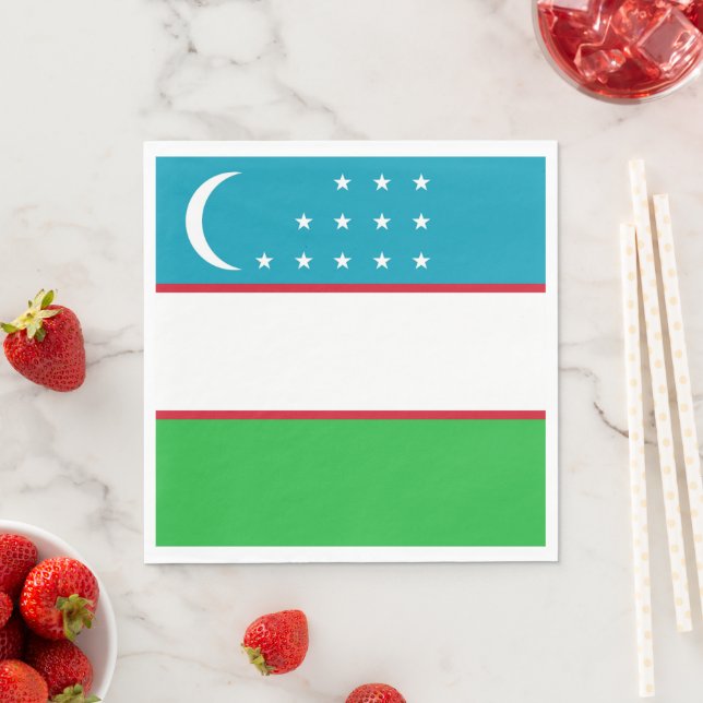 Uzbekistan flag napkin (Insitu)