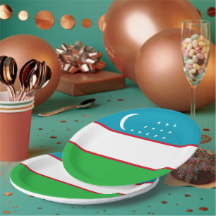 Uzbekistan flag paper plate