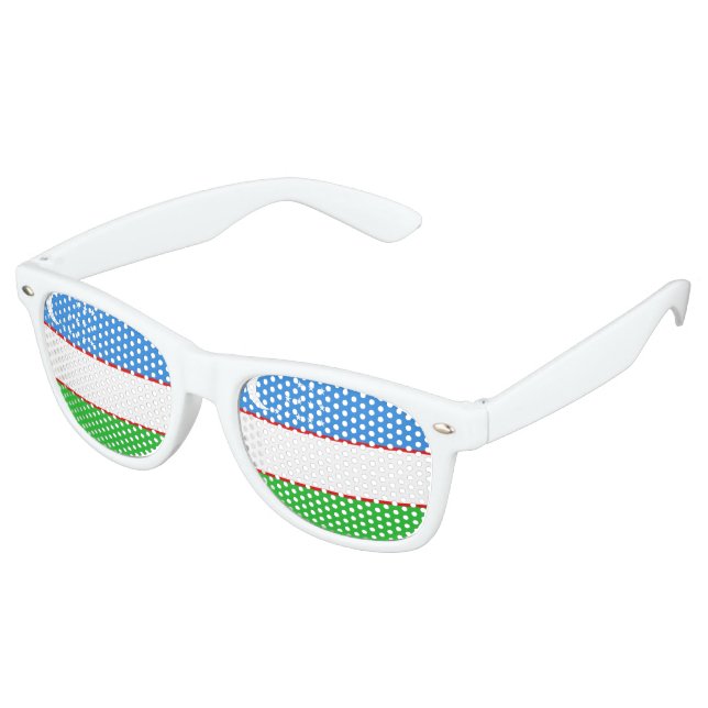 Uzbekistan Flag Retro Sunglasses (Angled)