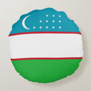 Uzbekistan flag round pillow