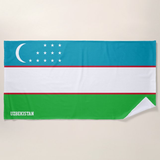 Uzbekistan Flag Splendid Patriotic Beach Towel (Front)