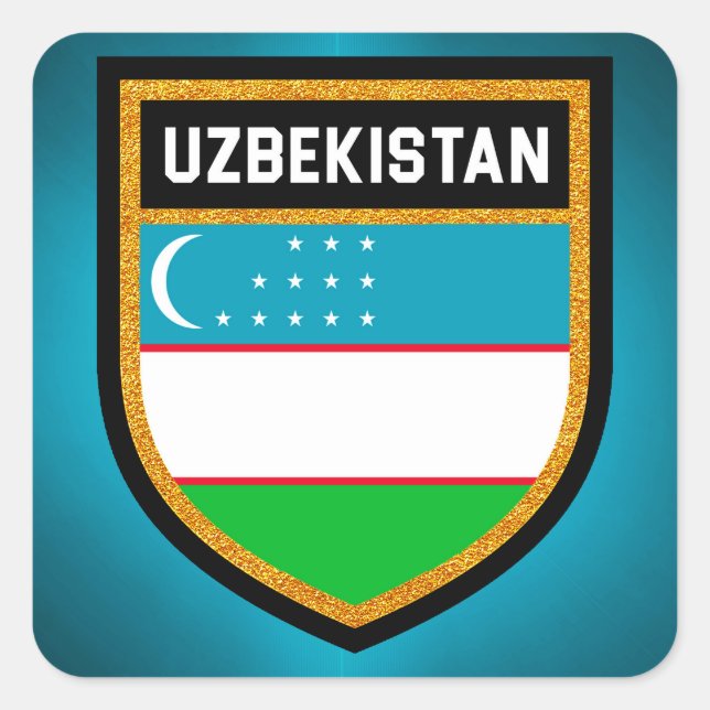 Uzbekistan Flag Square Sticker (Front)