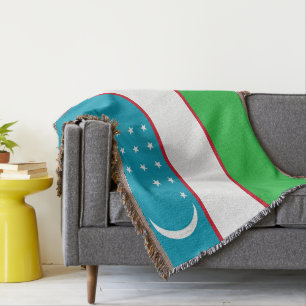 Uzbekistan flag throw blanket