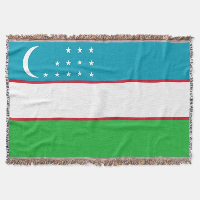 Uzbekistan flag throw blanket (Front)