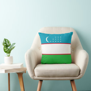 Uzbekistan flag throw pillow
