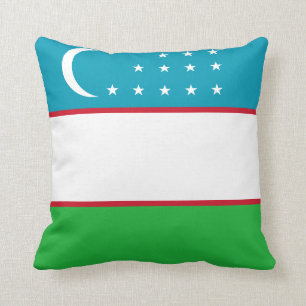Uzbekistan Flag Throw Pillow