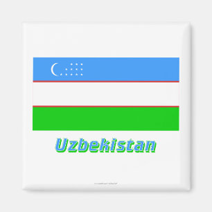 Uzbekistan Flag with Name Magnet