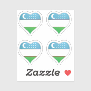 Uzbekistan love flag pride heart sticker