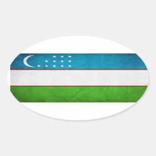 Uzbekistan National Flag Oval Sticker