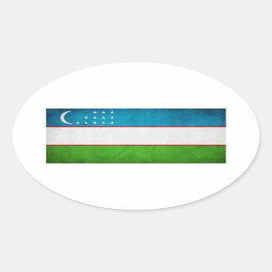 Uzbekistan National Flag Oval Sticker