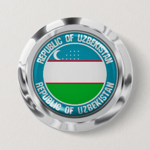 Uzbekistan Round Emblem 3 Inch Round Button