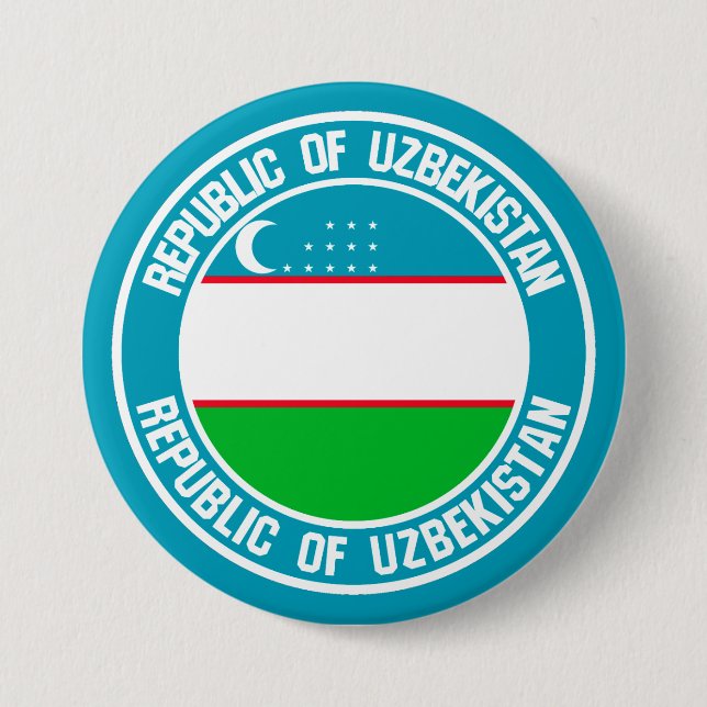 Uzbekistan Round Emblem 3 Inch Round Button (Front)