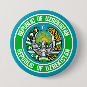 Uzbekistan Round Emblem 3 Inch Round Button