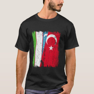 Uzbekistan Turkey Half Flag Turkiye Uzbek Turkish T-Shirt