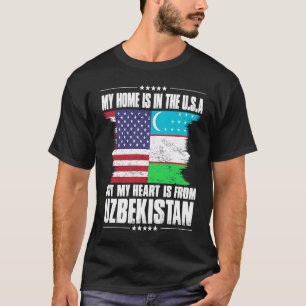 Uzbekistani American Patriot Grown Proud Home Hear T-Shirt