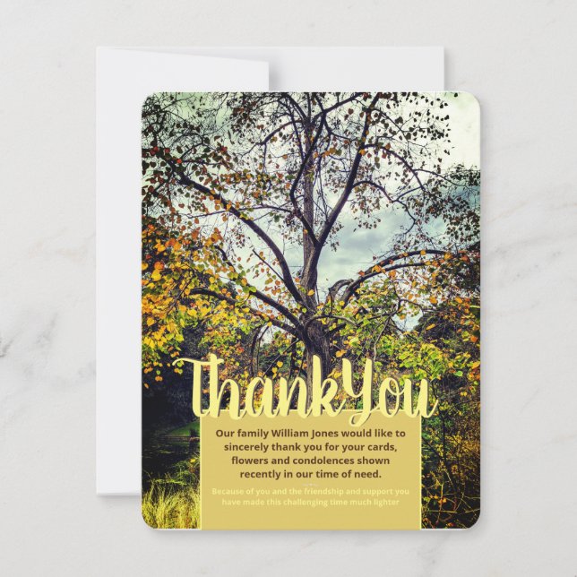 V1 Autumn Colours Tree Thank You Card (Front)