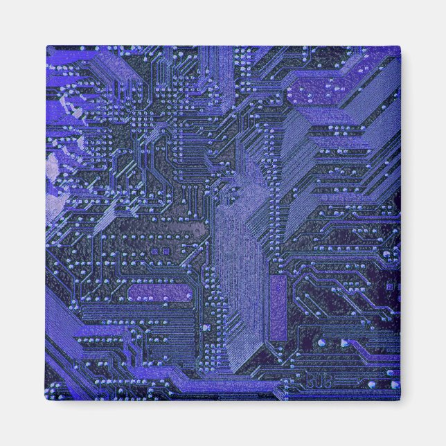 V1/V2 Blue Cyber Circuits, Cyberpunk Tech Magnet (Front)