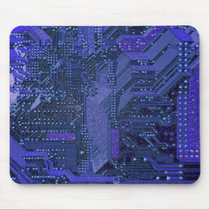 V1/V2 Blue Cyber Circuits, Cyberpunk Tech Mouse Pad