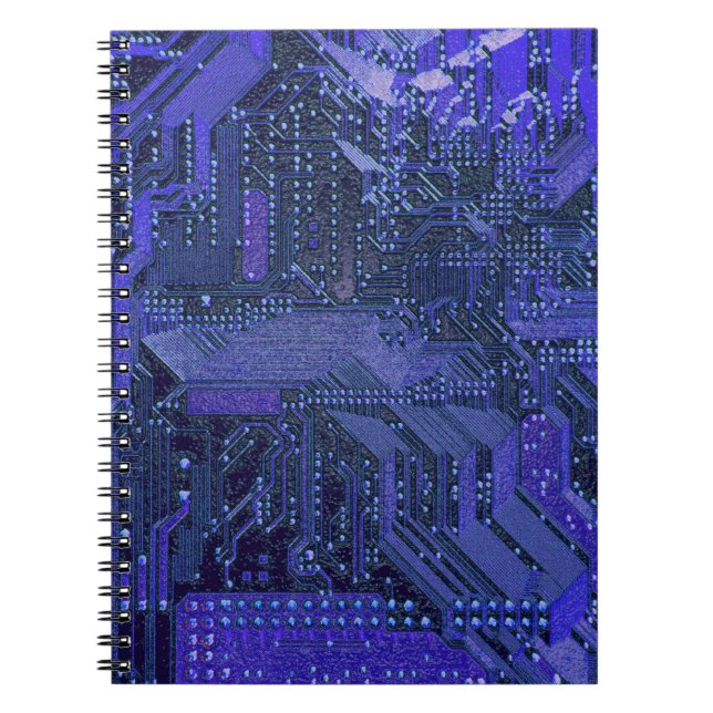 V1/V2 Blue Cyber Circuits, Cyberpunk Tech Notebook (Front)