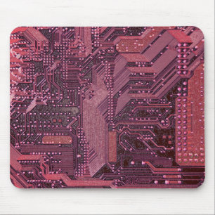 V1/V2 Fuchsia Cyber Circuits, Cyberpunk Tech Mouse Pad