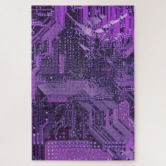V1/V2 Purple Circuits, Cyberpunk Tech Jigsaw Puzzle (Vertical)