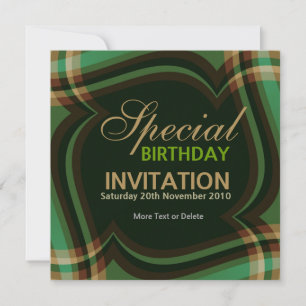 v2. Invitation de carré de tartan d'or vert