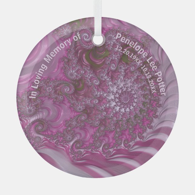 V2 Lavender Nautilus Fractal Memorial Suncatcher  Glass Ornament (Front)