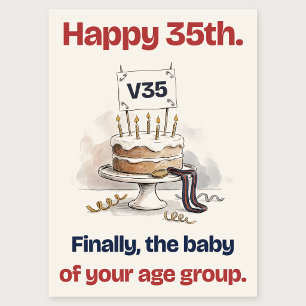 V35 Cake Funny 35th Birthday Card for a Runner