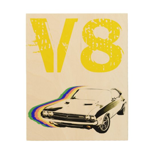 V8 Muscle! Wood Print