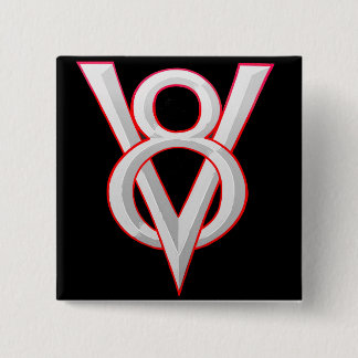 V8 symbol 2 inch square button