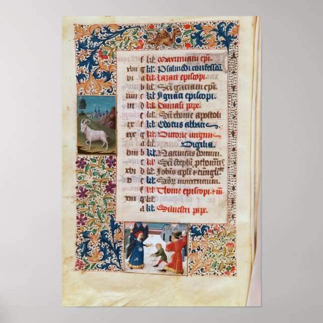 V.25-3 Fol.12v The Month of December Poster (Front)