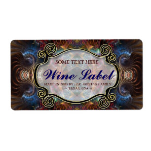 v.3 Medieval Fractals Gold Black & Red Wine Labels