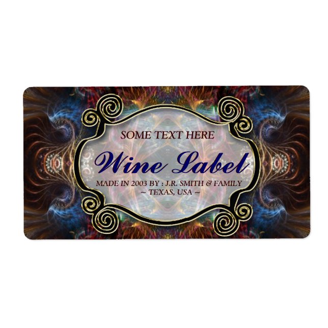v.3 Medieval Fractals Gold Black & Red Wine Labels (Front)