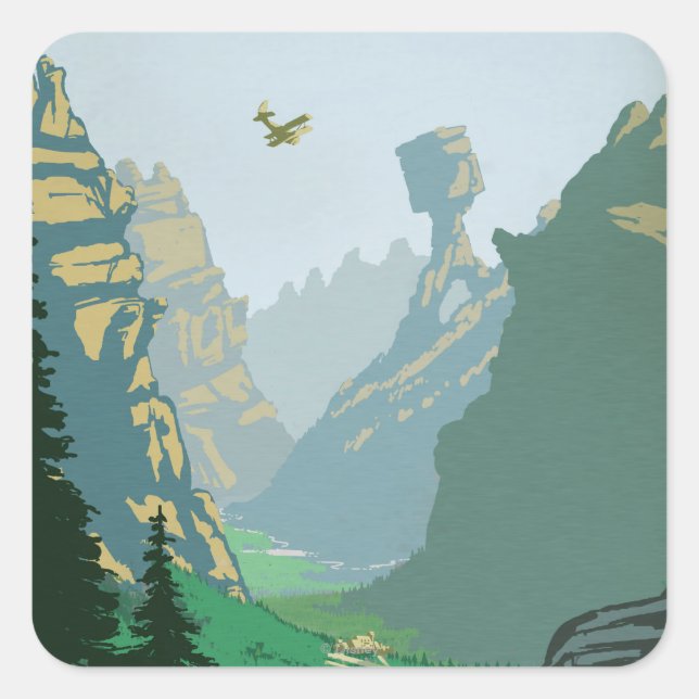 V-6 Valley Illustration Square Sticker (Front)