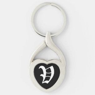 "V" Black Heart Keychain