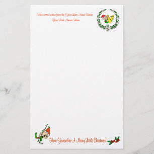 V - CHRISTMAS ELF MONOGRAM STATIONERY
