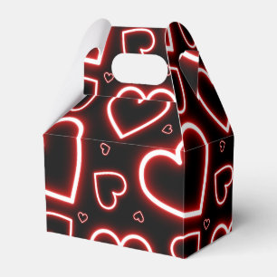 V-Day Red Neon Hearts Favor Box