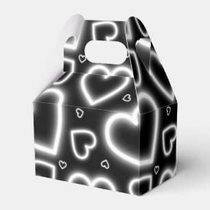 V-Day White Neon Hearts Favor Box
