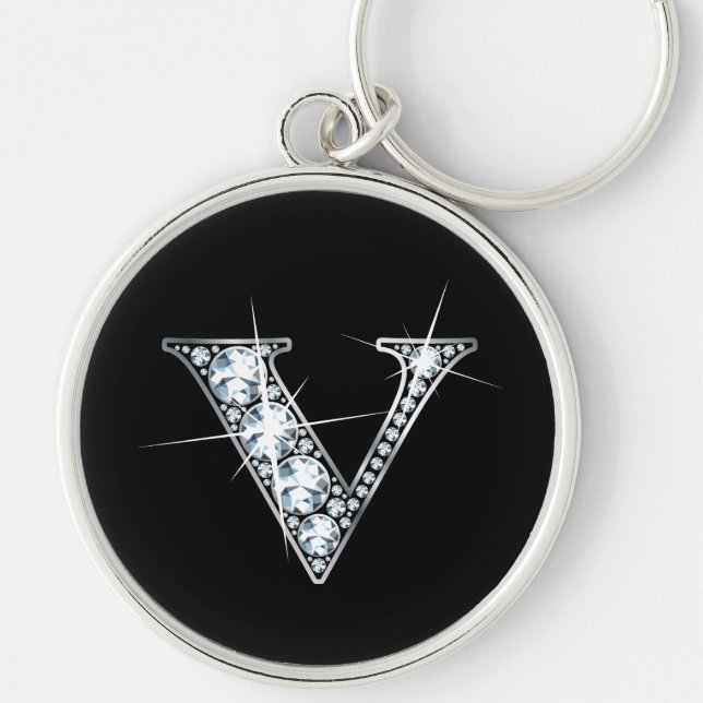 "V" Diamond Bling Keychain (Front)