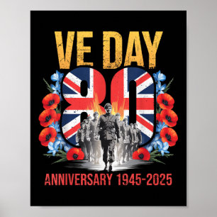 V E Day 80th Anniversary 2025 Flag Ve Day Costume Poster
