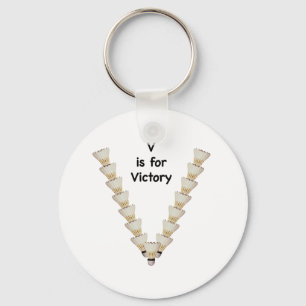V for Victory Badminton Keychain