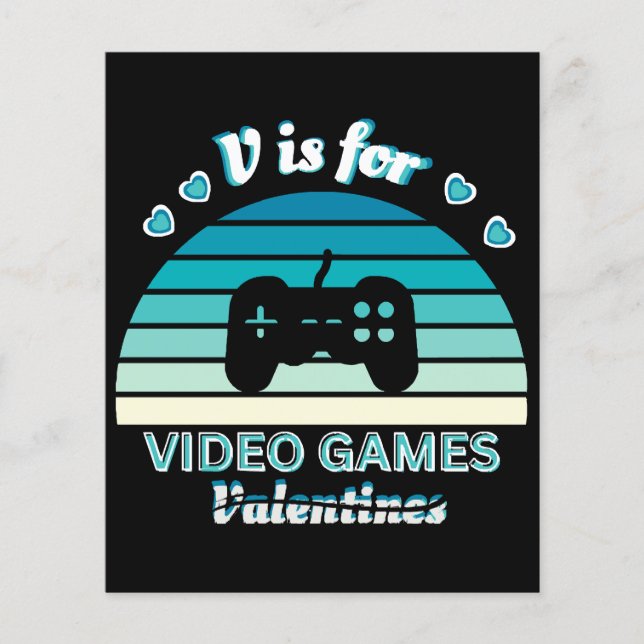 V for Video Games Not Valentines - Funny Retro Col (Front)
