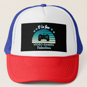 V for Video Games Not Valentines - Funny Retro Col Trucker Hat