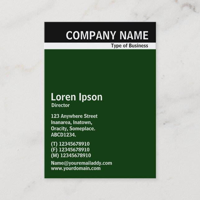 V Header Band - Black with Dark Green 003300 Business Card (Front)