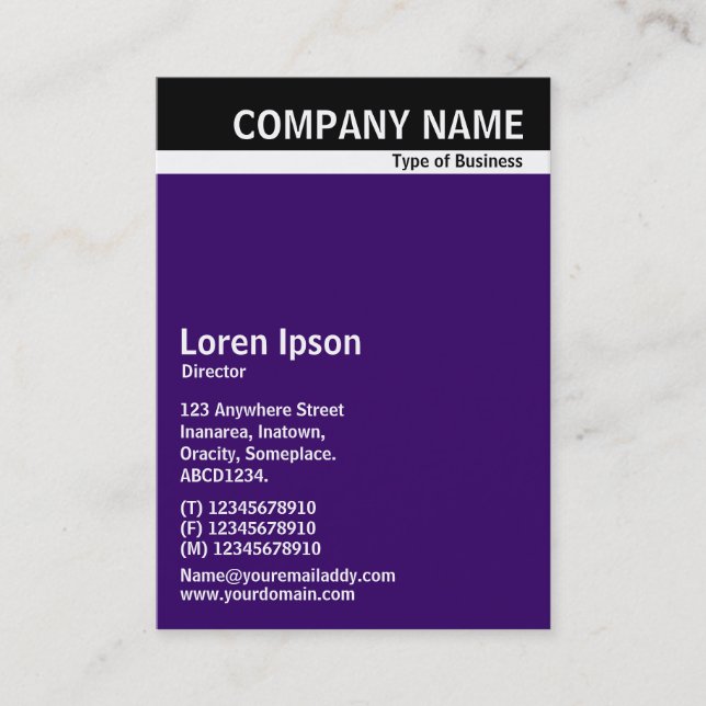 V Header Band - Black with Dark Purple 330066 Business Card (Front)