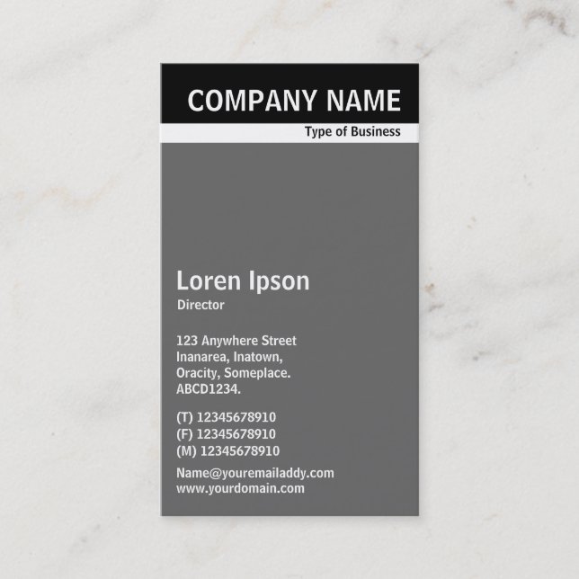 V Header Band - Black with Grey 666666 Business Card (Front)